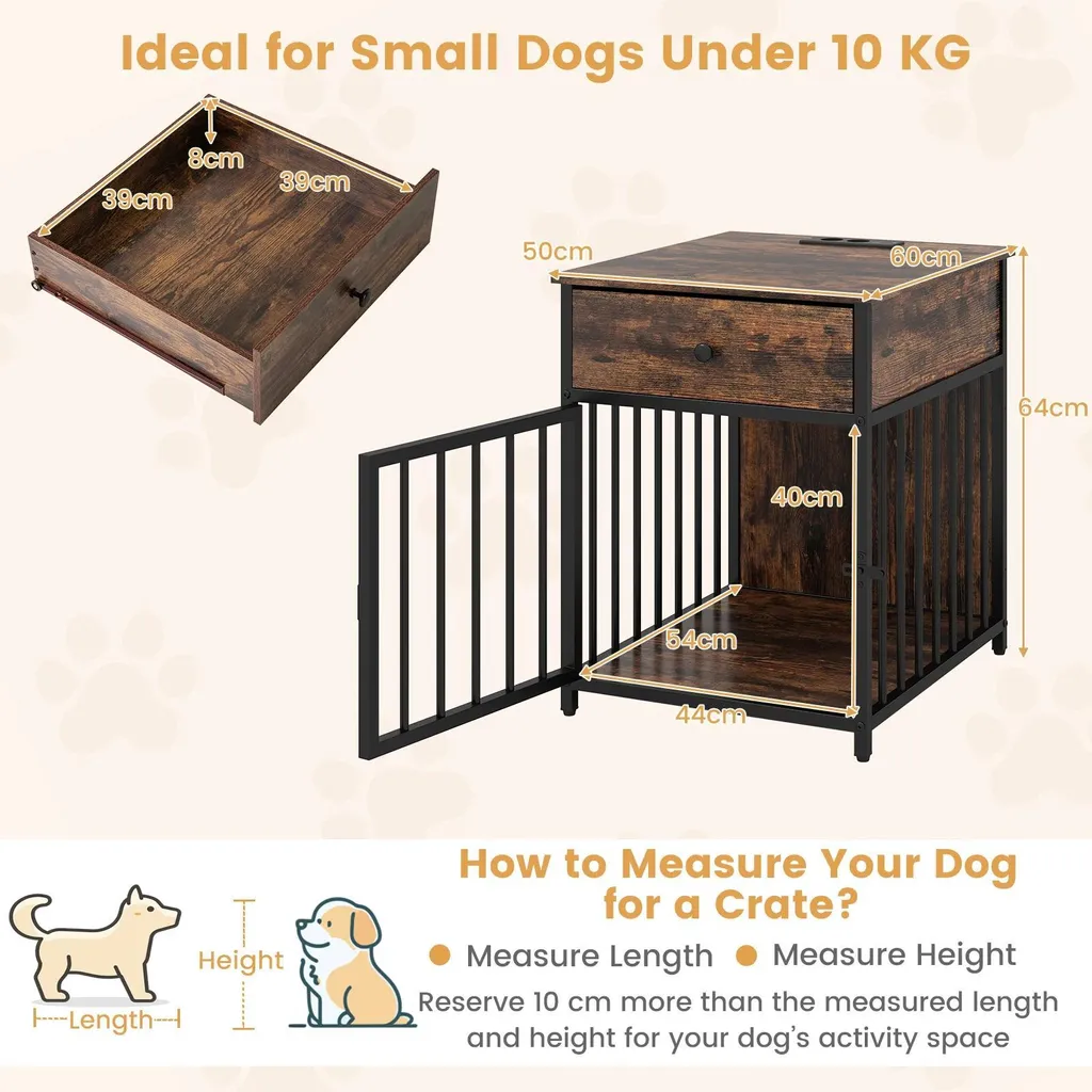Table de nuit niche pour chien avec prises intégrées pour chambre - Gris - 3