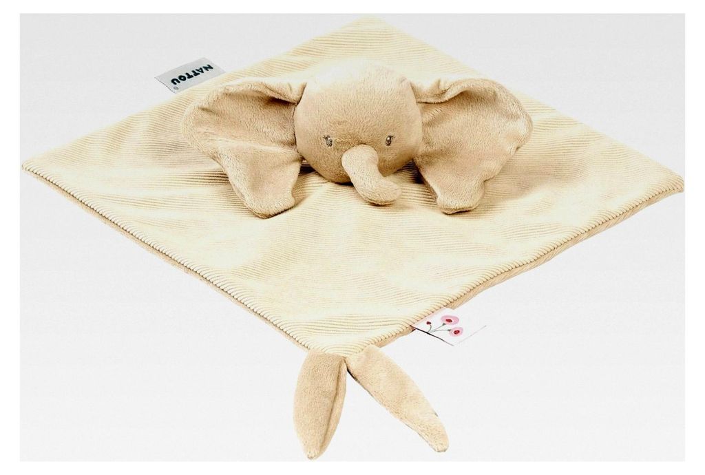 Velours-Schnuffeltuch Elefant, 28 x 28 cm, Polyester, Sand