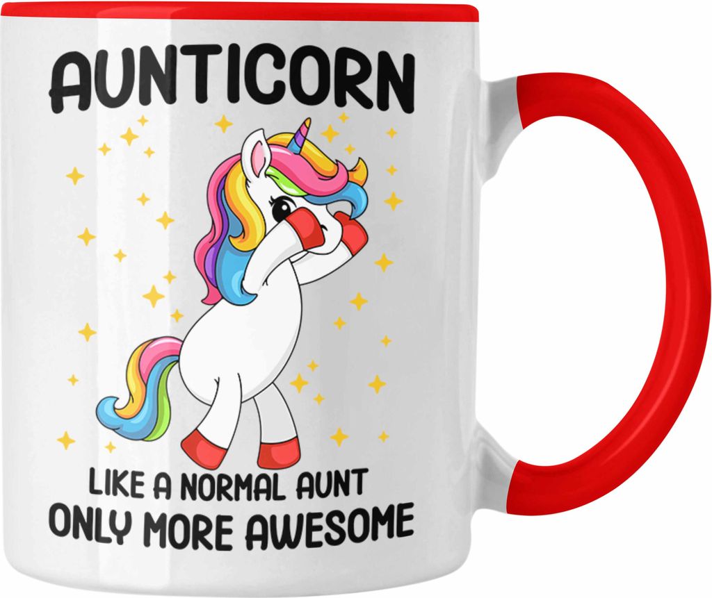 Trendation - Tante Aunticorn Geschenk Tasse Geschenkidee Beste Tante Kaffeetasse Geschenk Lustig (Rot)