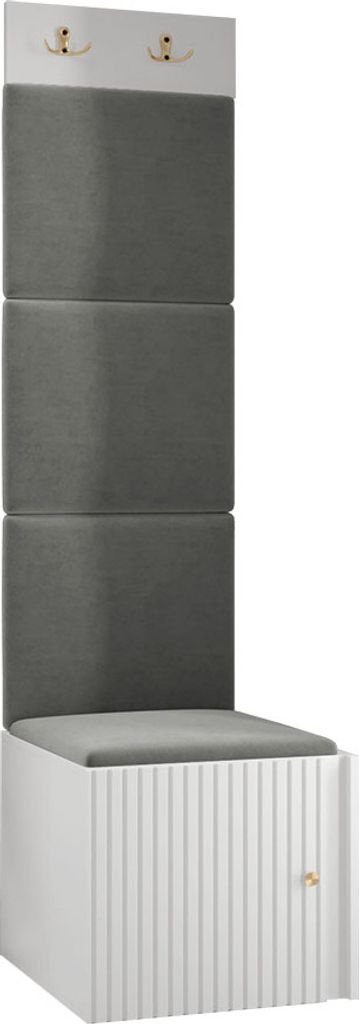 MIRJAN24 Garderoben-Set Orion Ryfel Slim XXII, Schuhschrank 1D, Kleiderhakenbrett, 4x Paneel 42x42, 2 Kleiderhaken für Kleidung, Metallgriffe (Far...