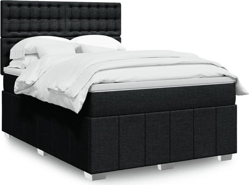 Möbel2024 Boxspringbett mit Matratze Schwarz 140x190 cm Stoff Klassische Betten 373312