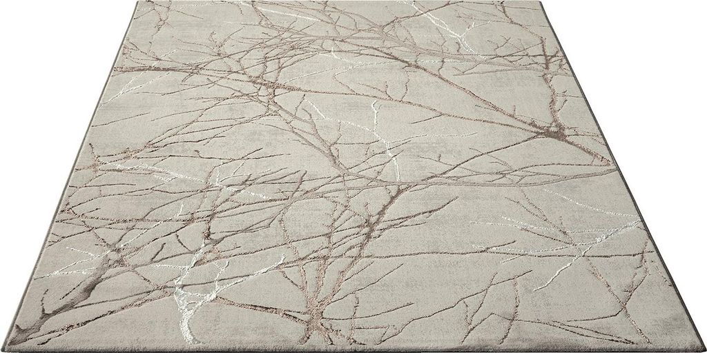 FLOORNOVO Hochflor Teppich Beige Blattmuster - 200 x 140 cm - Besonders Weicher Teppich Wohnzimmer & Badezimmerteppich - Pflegeleicht - vielseitig ...