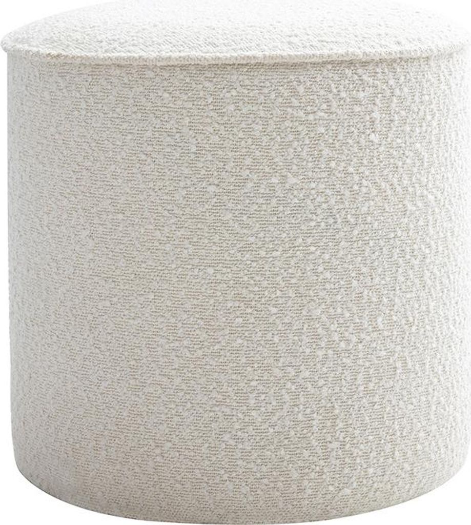 Miliboo - Runder Pouf aus weißem gewelltem Wollstoff D40 cm Produktbild 