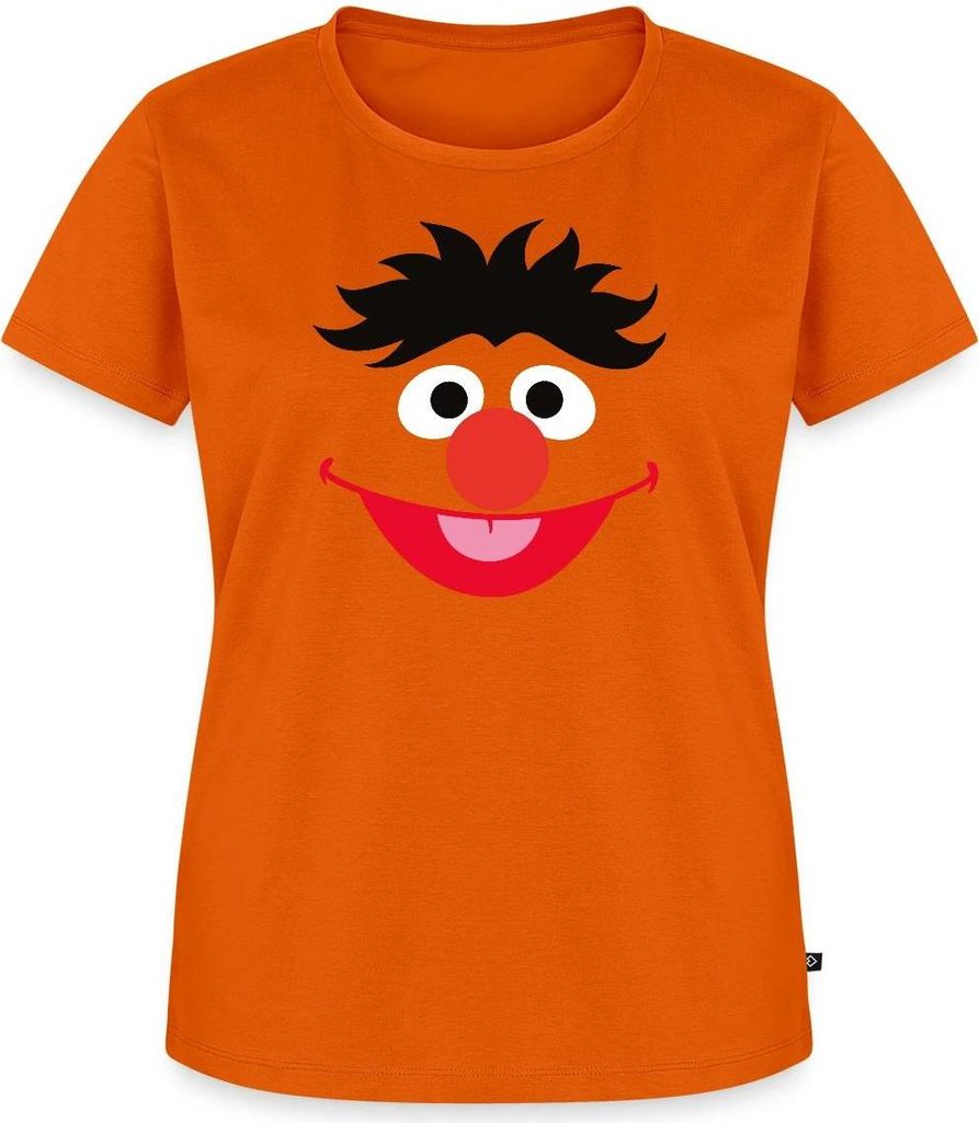 Spreadshirt Sesamstraße Ernie Gesicht Kostüm Karneval Frauen Premium T-Shirt, 5XL, Orange