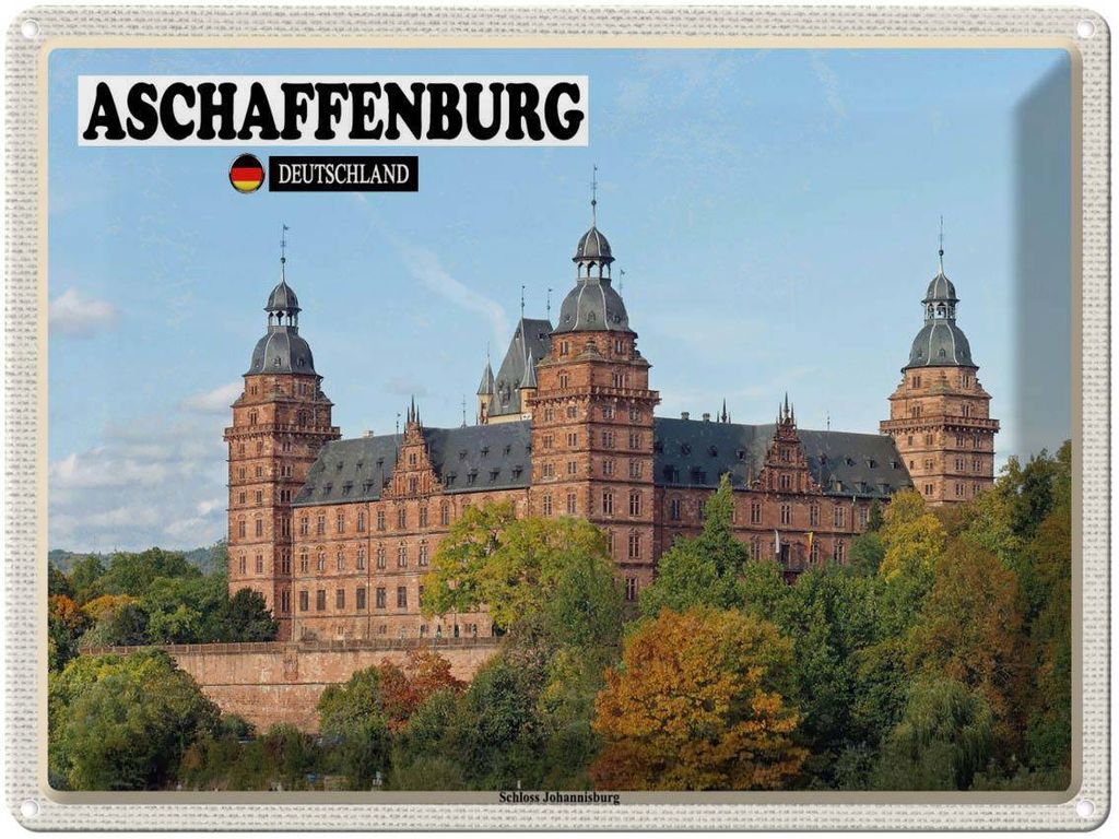 vianmo Blechschild 30x40 cm Aschaffenburg Schloss Johannesburg Bildmotiv Reisemotiv Abenteuer Reisen
