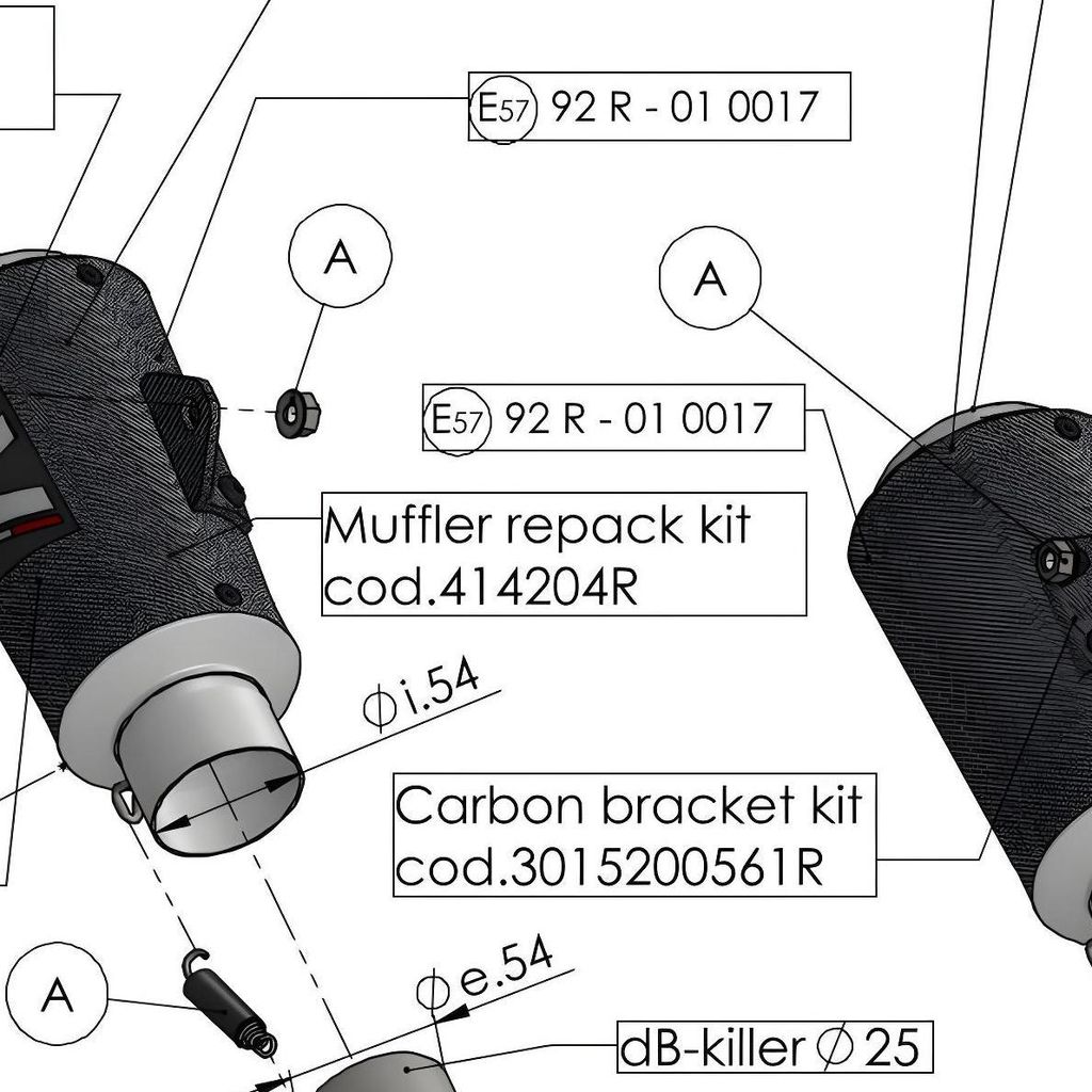 Schalldämpferhülle LeoVince Auspuff-Ersatzteil Hülle Endschalldämpfer, Carbon, 160mm, links