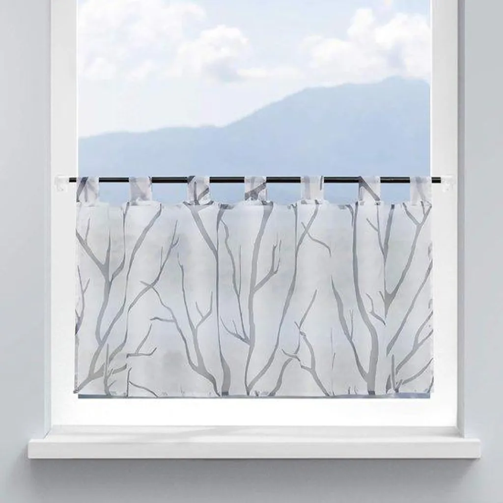 Store bateau transparent 60x140 cm motif branches pour petite fenêtre