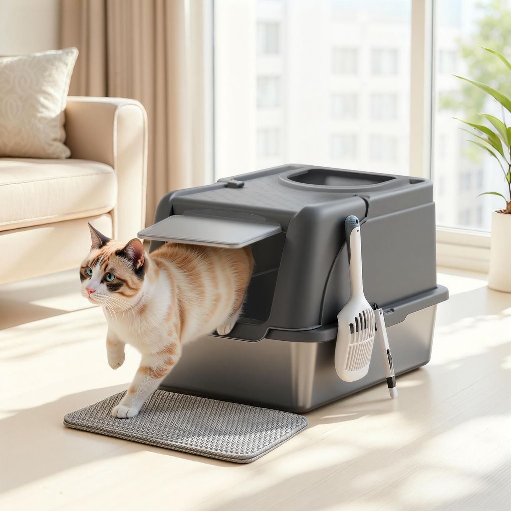 Feandrea Katzenklo Edelstahl, XL, Katzentoilette mit Produktbild 