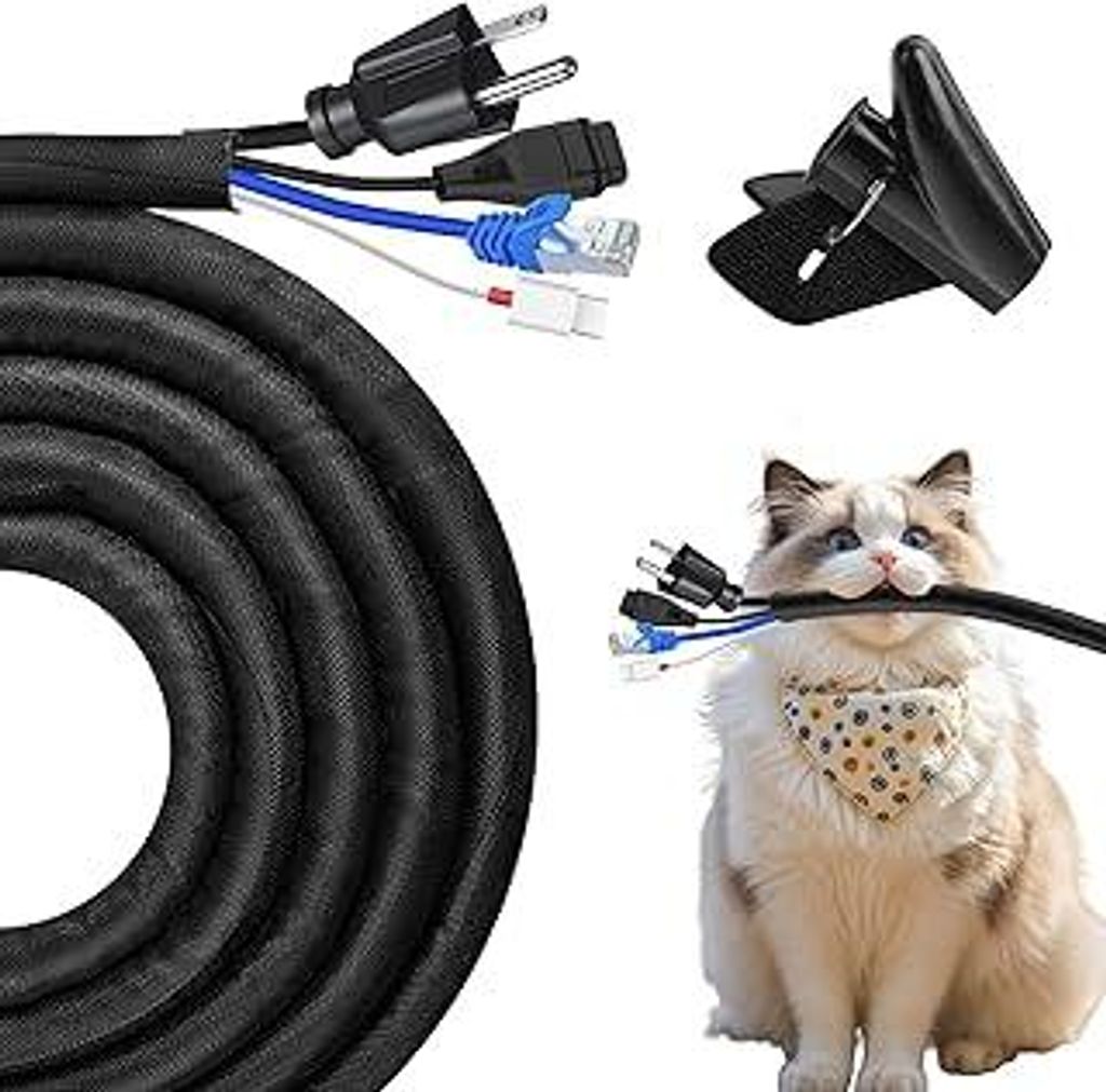 JAHOMFAI Kabelschlauch für Hunde und Katzen 3M 13mm Kabelkanal Flexibel Kabelschlauch Selbstschließend für Haustiere Bissfest Kabelschutz für U...
