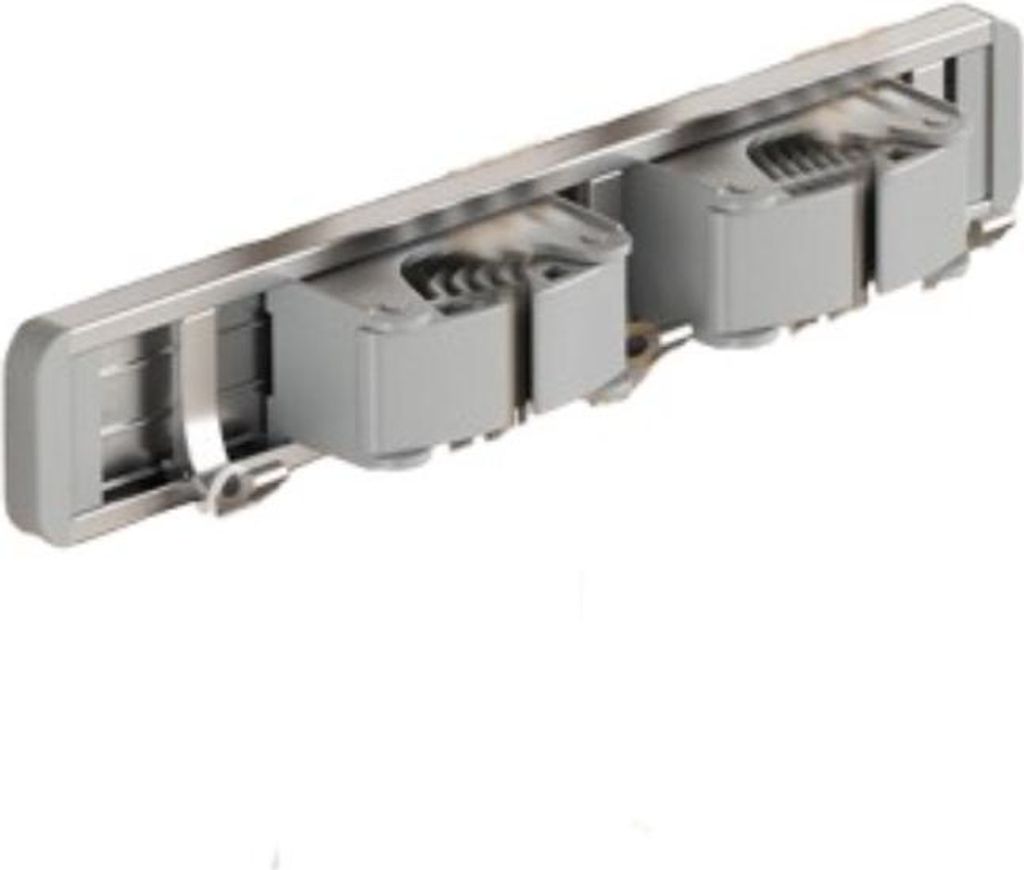 INF Wandmontierter Besenhalter Silber 30cm Aluminium ABS 2 Clips 3 Haken