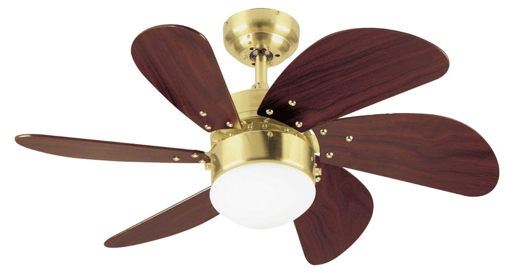 Deckenventilator Turbo Swirl Messing 76 cm mit Beleuchtung und Zugketten
