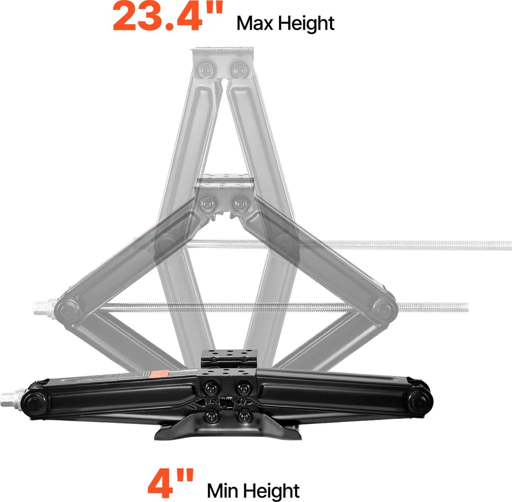 SucceBuy Martinetto a forbice per camper con manovella, chiave a bussola e livella (4 pezzi). Stabilizzatore per il livellamento con regolazione dell'altezza da 103 a 595 mm. Martinetto robusto, caricabile fino a 4082 kg, resistente alla deformazione. - 8
