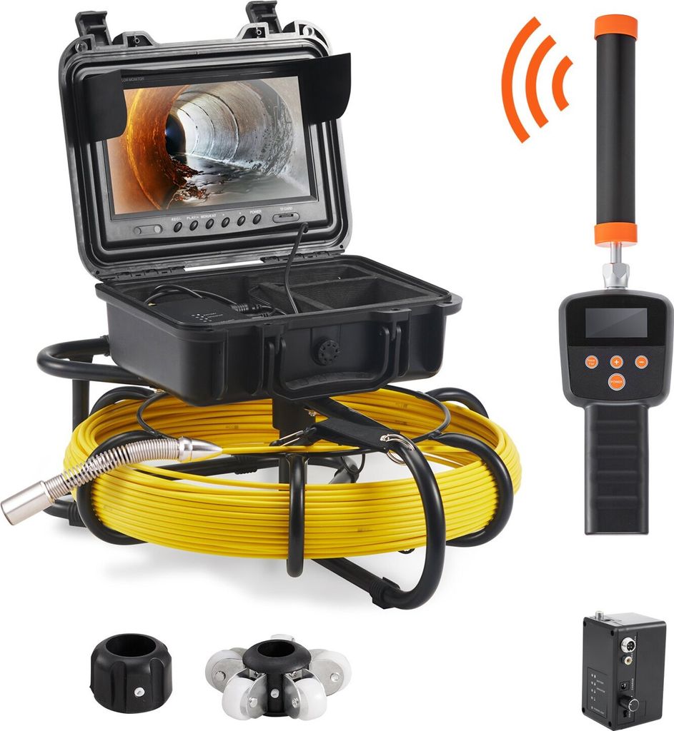 Rohrkamera Inspektionskamera 50m 720P Kanalkamera 512Hz-Ortungsgerät Endoskop-Kamera 12V 4500mAh Lithium-Akku 6Stunden Rohrinspektionskamera