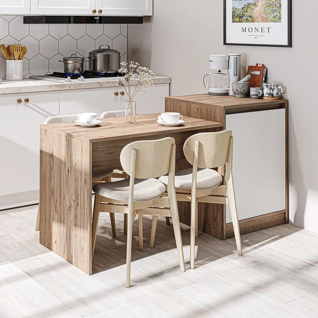 Table Îlot MILANO pour Cuisine Ouverte avec Rangement et Plan Travail