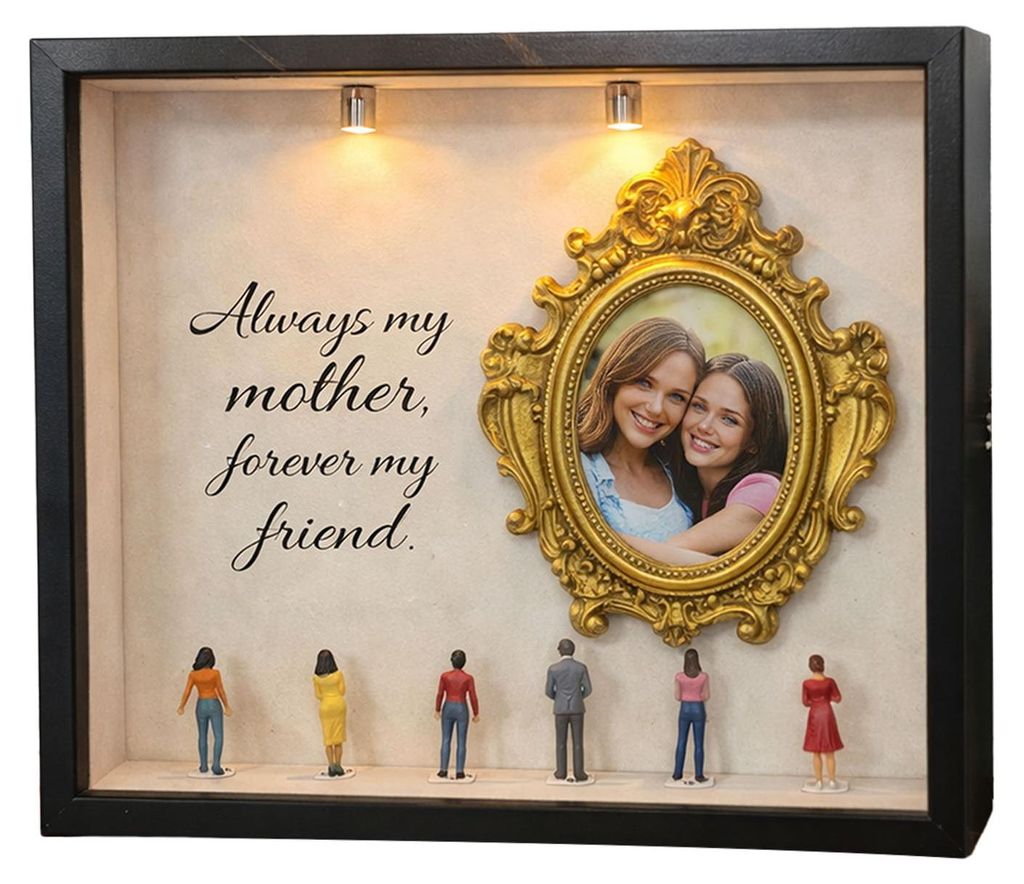 DIY Mini-Museum Silhouette Box Personalisierte Foto-Erinnerungsvitrine mit Goldrahmen Figuren Schattenbox-Rahmen-Set mit Beleuchtung Geschenk zum M...