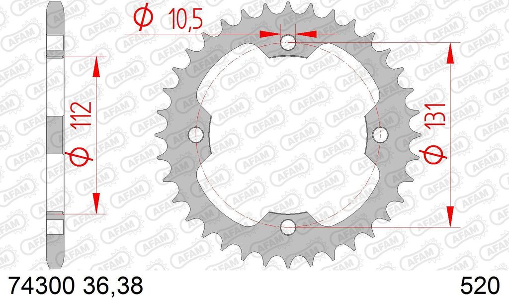 AFAM Kettenrad Stahl Standard - 520