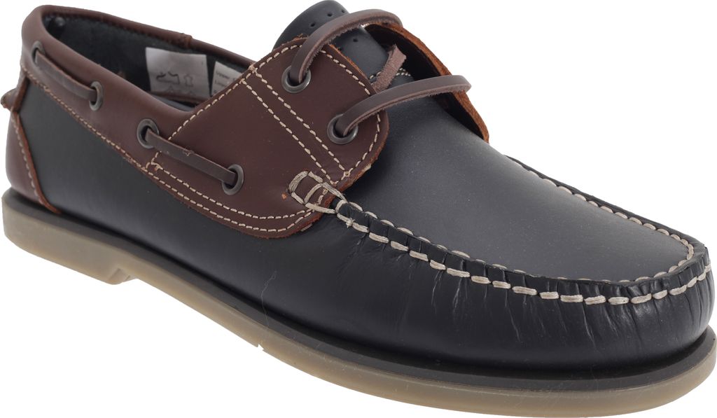 Dek Herren Mokassin Boot Schuhe DF676 (40,5 EU) (Marineblau/Braun Leder)