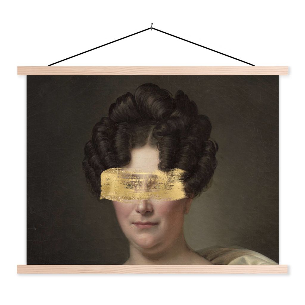 MuchoWow Textilposter Johanna Henriëtte Engelen - Dubois Drahonet - Gold 40x30 cm mit holzfarbenen Rahmen - Bilder
