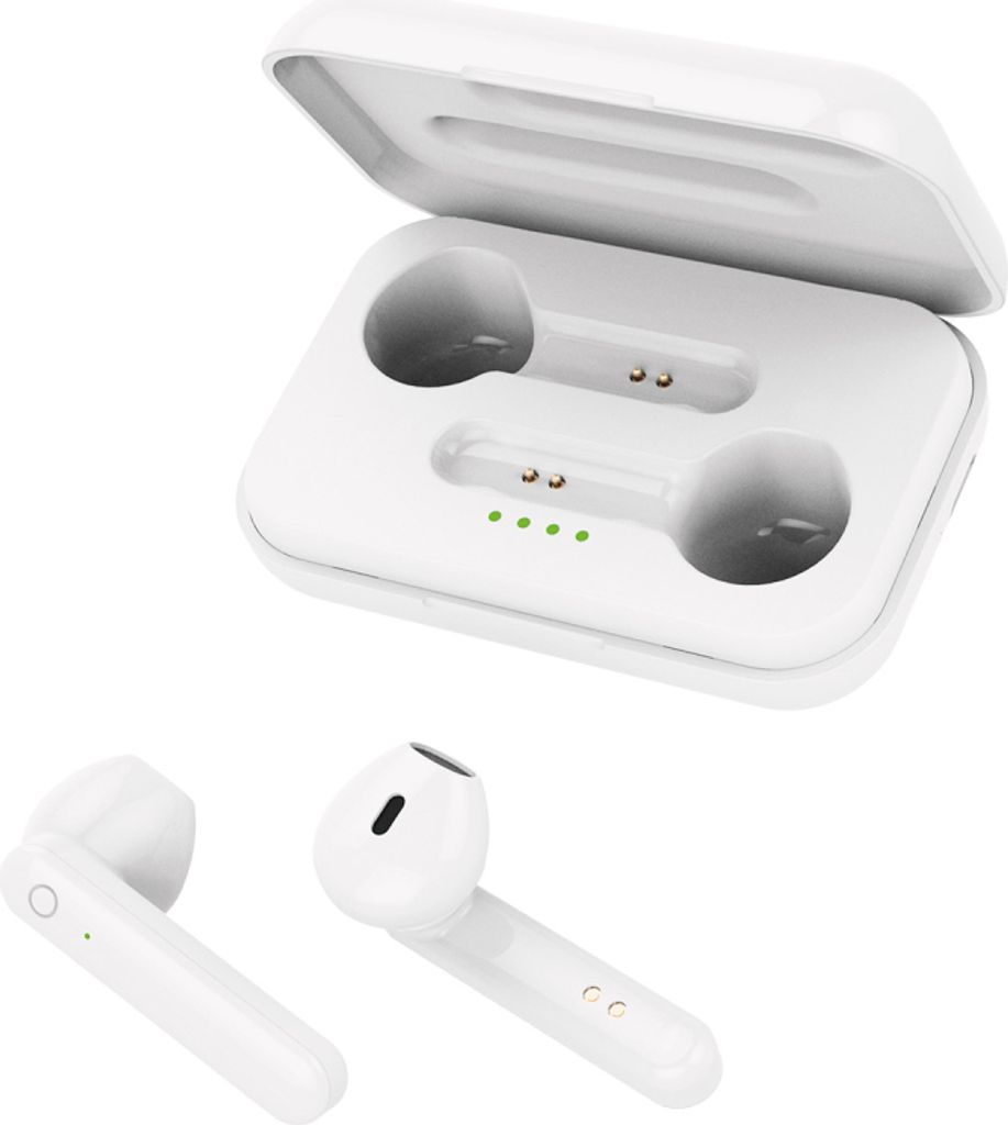 Forever TWE-110 Earp Bluetooth-Kopfhörer mit Ladetasche weiß TWS Touch-Control Integriertes Mikrofon In-Ear Ohrhörer Kabellos Headset Mit Powerbank
