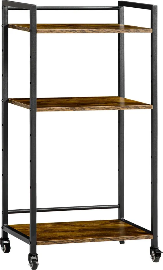 Meuble de rangement pour bureau ou cuisine 3 niveaux brun rustique