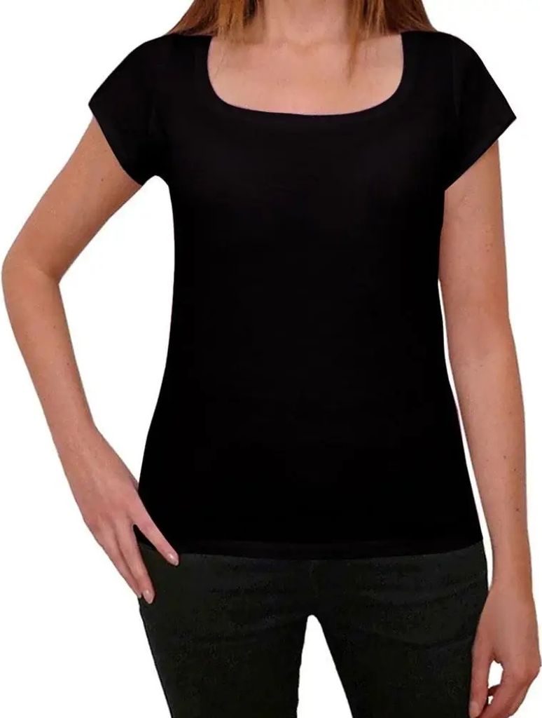 Damen Grafik T-Shirt Schwarz einfarbig – Black Plain – Öko-Verantwortlich Vintage Jahrgang Kurzarm Lustige Druck Geburtstag Geschenk Frau