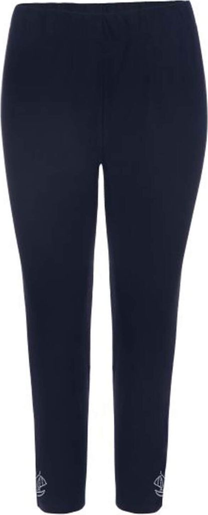 modAS Damen Caprihose mit Strass-Applikation - Capri Sommerhose Freizeithose Maritim in Marine Blau Größe 46