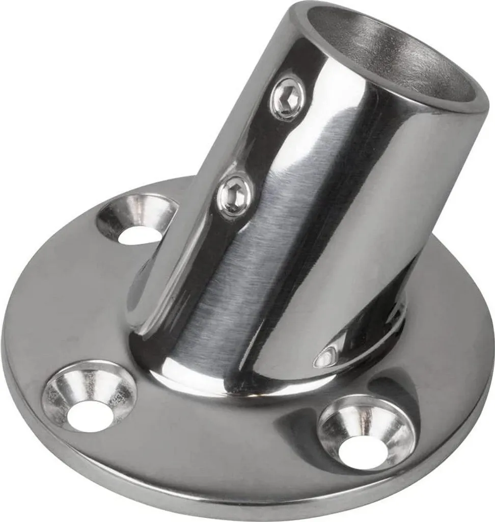 Embase de Main Courante 60 Degrés Argent 7/8'' - Support Rail de Bateau