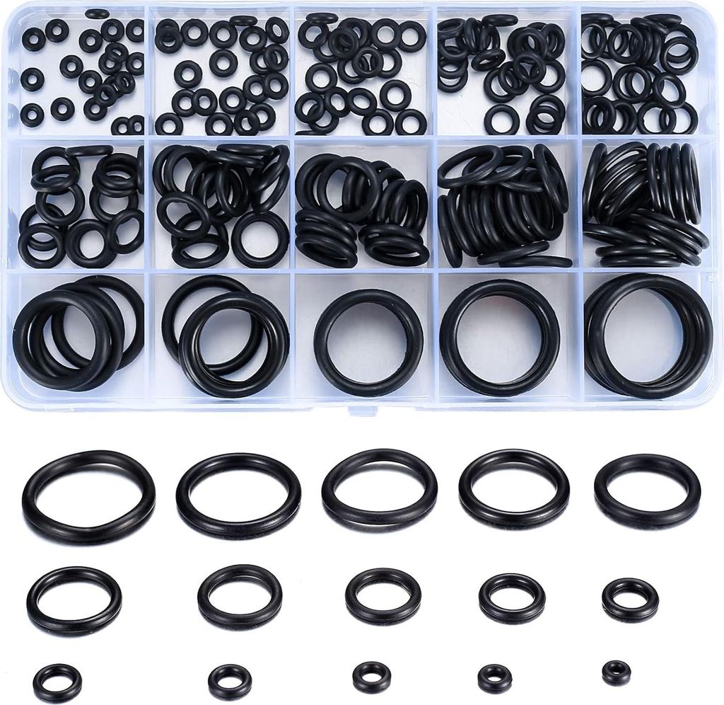 200 STK O-ringe Dichtungsringe Set Sanitär, O Ring Sortiment, Gummidichtungen Set, Metrische Dichtungen Unterlegscheiben für Autoreparatur hydrau...