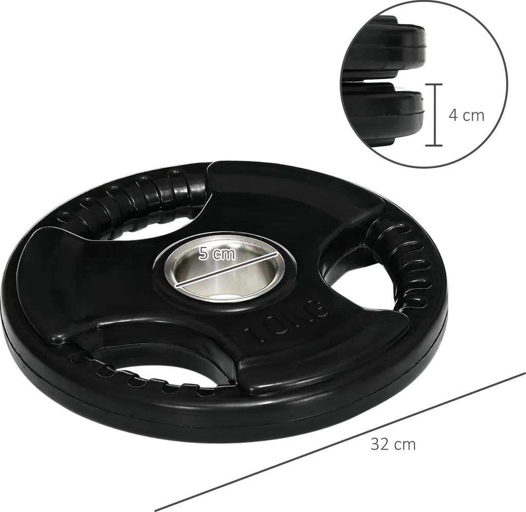 Lot de 2 disques olympiques 10kg en caoutchouc pour musculation pro - 3