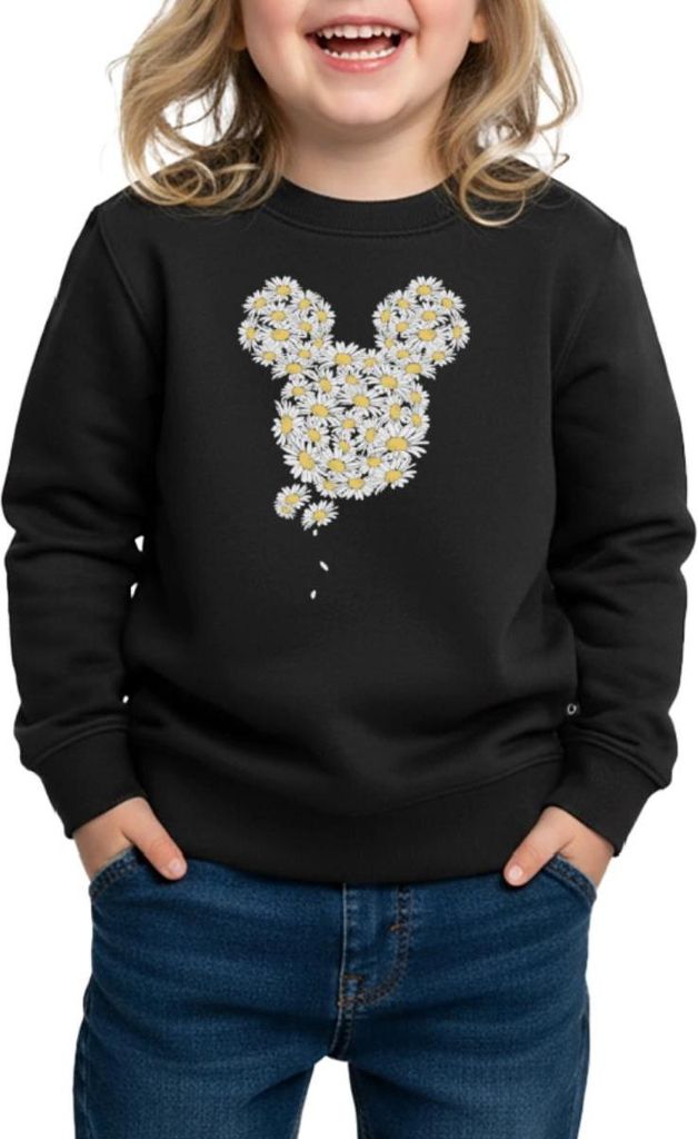 Mickey & Minnie Mickey Mouse Aus Gänseblümchen Kinder/Teenager Premium Pullover, 134/140 (8 Jahre), Schwarz