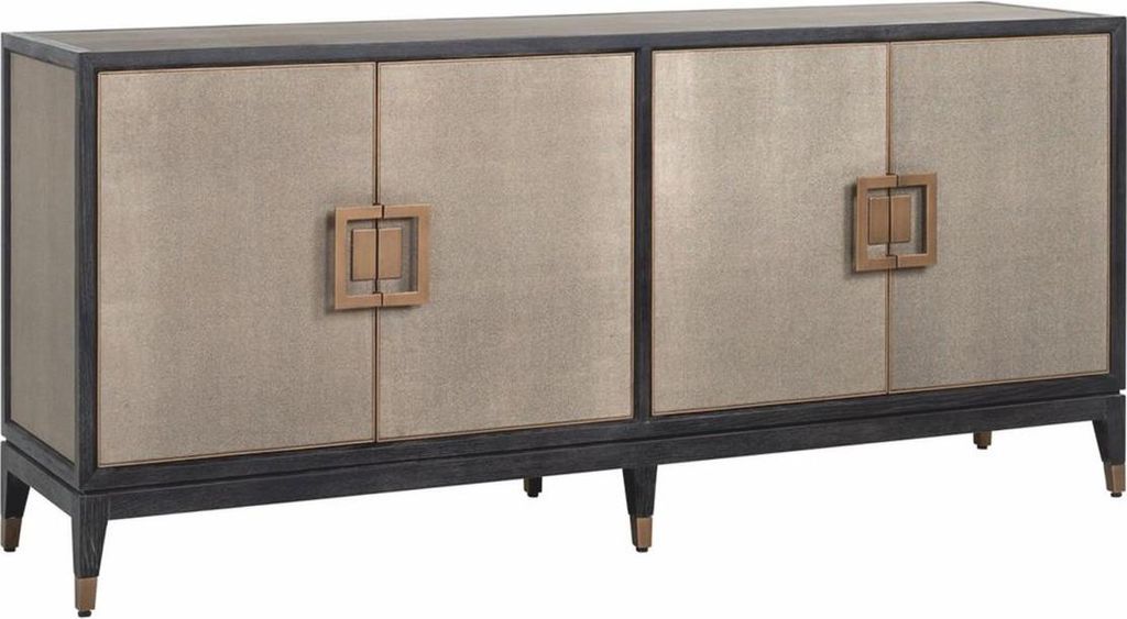 Casa Padrino Luxus Sideboard Schwarz / Grau / Messing 193 cm - Luxus Möbel