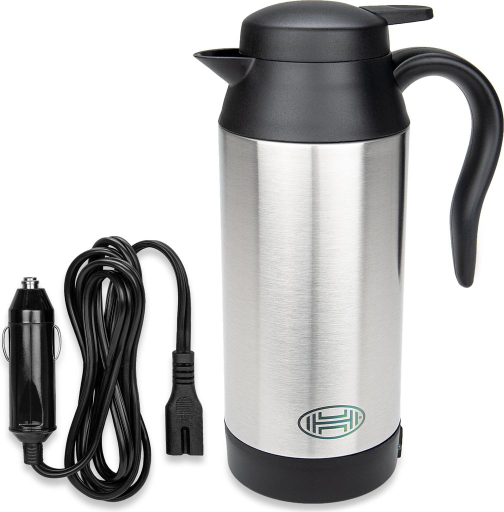 HEYNER Reisewasserkocher 12V Auto elektr. Wasserkocher Reise Edelstahl Elektrisch Warmhaltefunktion ml Heizbecher I Auslaufsicher Tragbar