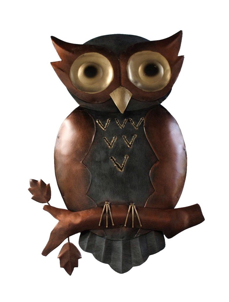 Wanddeko Eule Uhu Vogel Metall Deko Bild Tier Figur Wandbild Skulptur Objekt