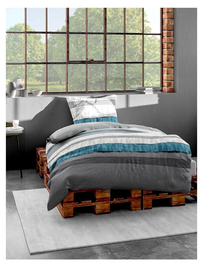 Mako-Satin-Bettwäsche, 155 x 220 cm und 80 x 80 cm, silber