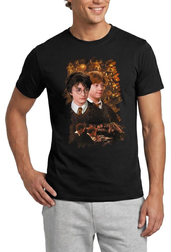 Spreadshirt Harry Potter Ugly Christmas Harry & Ron Männer T-Shirt, XL, Schwarz