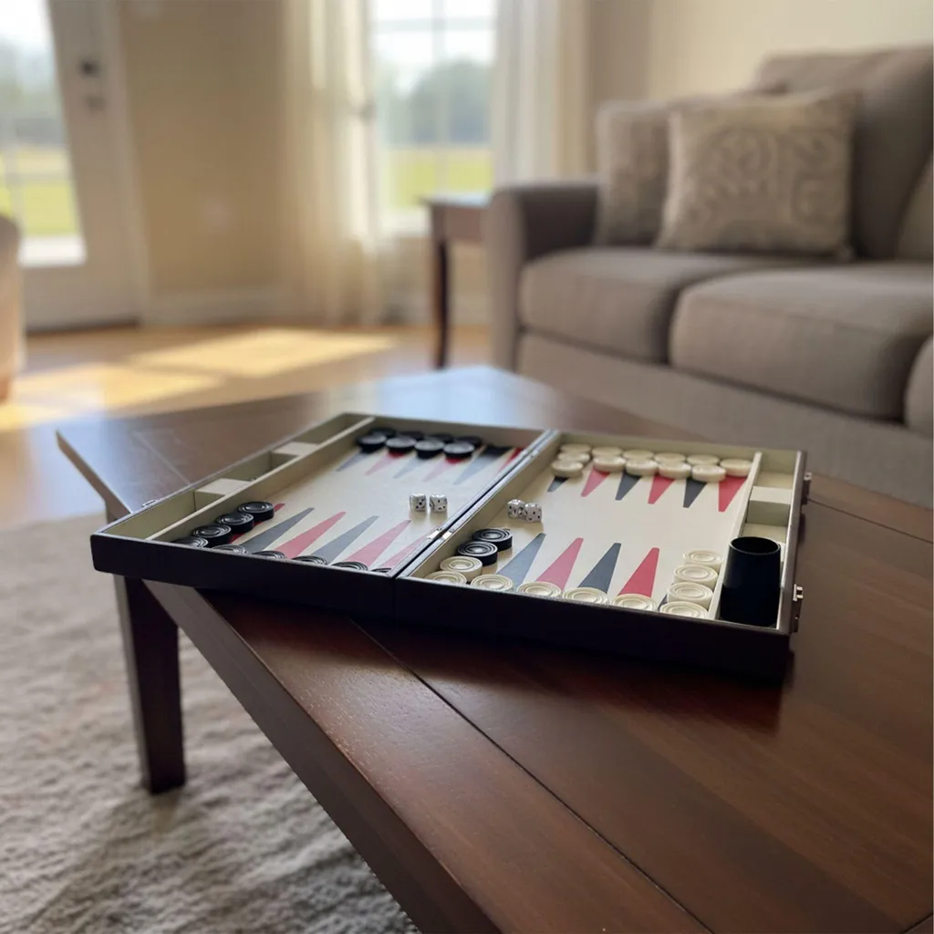 Mallette de backgammon classique format voyage finition cuir de luxe