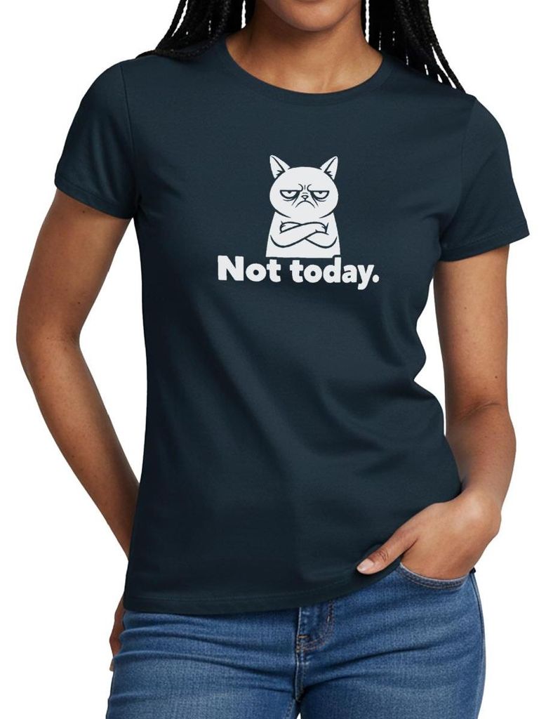 Spreadshirt Not Today | Genervte Katze Frauen T-Shirt, XXL, Navy