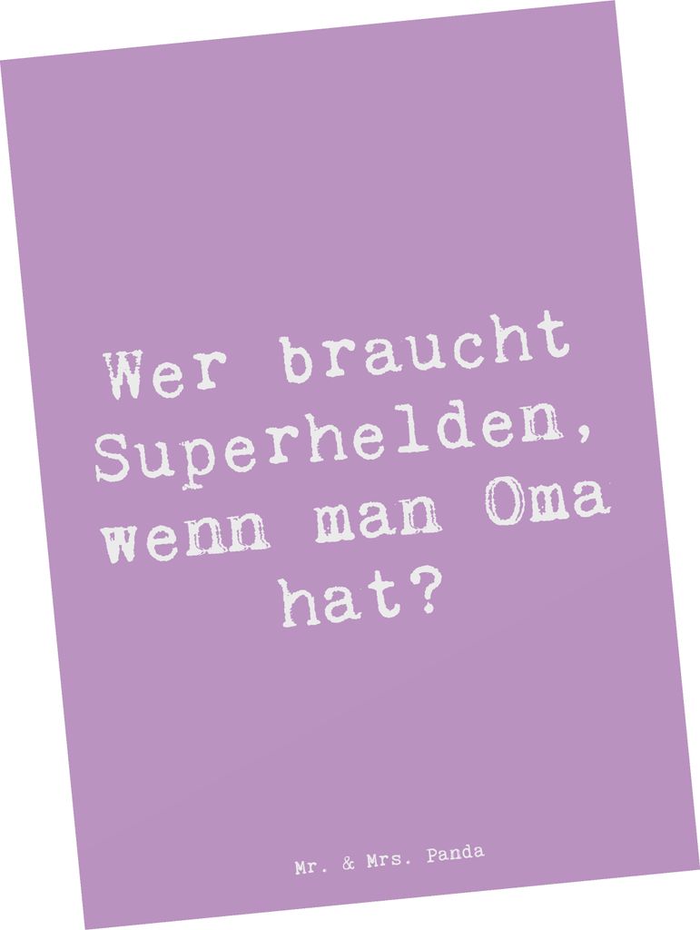 Mr. & Mrs. Panda Grußkarte Spruch Oma Heldin - Lavendeltraum - Geschenk, Omi, bildkarte, Postkarten, persönliche Erinnerungen, Kunstkarten, herze...