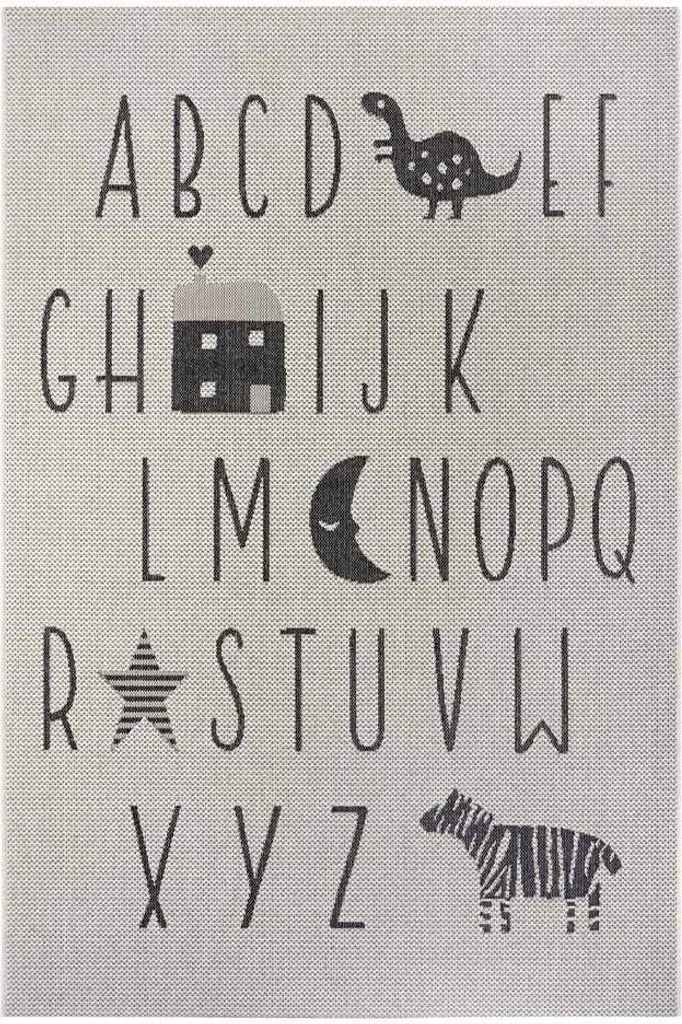 Tapis de Sol Alphabet Beige 160x230 cm pour Décoration Chambre Bébé