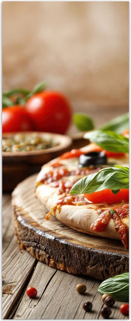 Glasbild 60x150cm in XXL für Wohnzimmer, Schlafzimmer Motiv Pizza im Holzofen