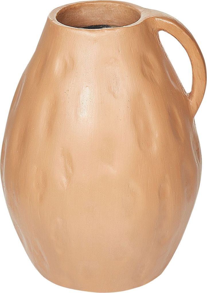 BELIANI Dekovase Sandbeige aus Terrakotta 40 cm Handgefertigt Klassisch Antik Optik Ästhetisch Wohnaccessoires