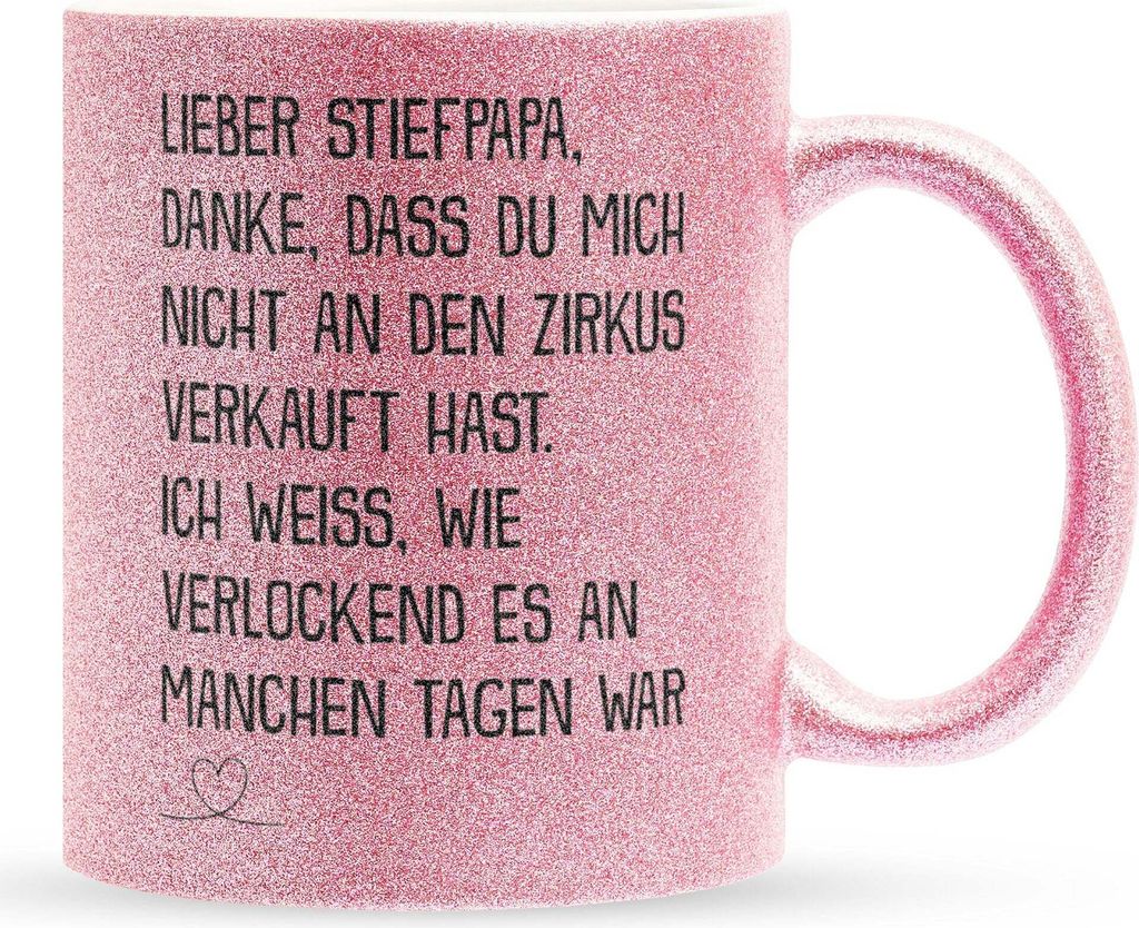 22Feels Glitzertasse Pink Stiefpapa Geschenk Vatertag Bonuspapa Stiefvater Geburtstag Herrentag Weihnachten Patchwork Stiefeltern Kaffeetasse Männ...