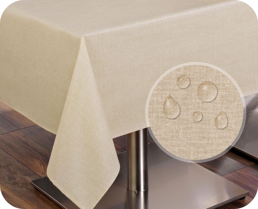 Tischdecke Tischläufer Leinen Struktur aus Baumwolle abwischbar, Farbe und Größe wählbar,Beige