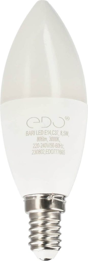 A white LED candle light bulb with a silver screw base, shown against a white background.