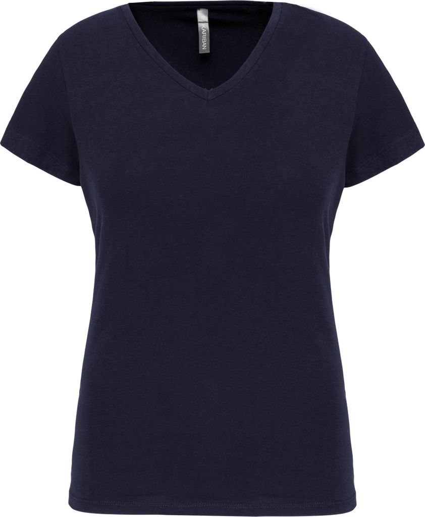 Kariban Damen T-Shirt V-Ausschnitt Classic Kurzarm V-Neck Top, Größe:M, Farbe:Navy Blau