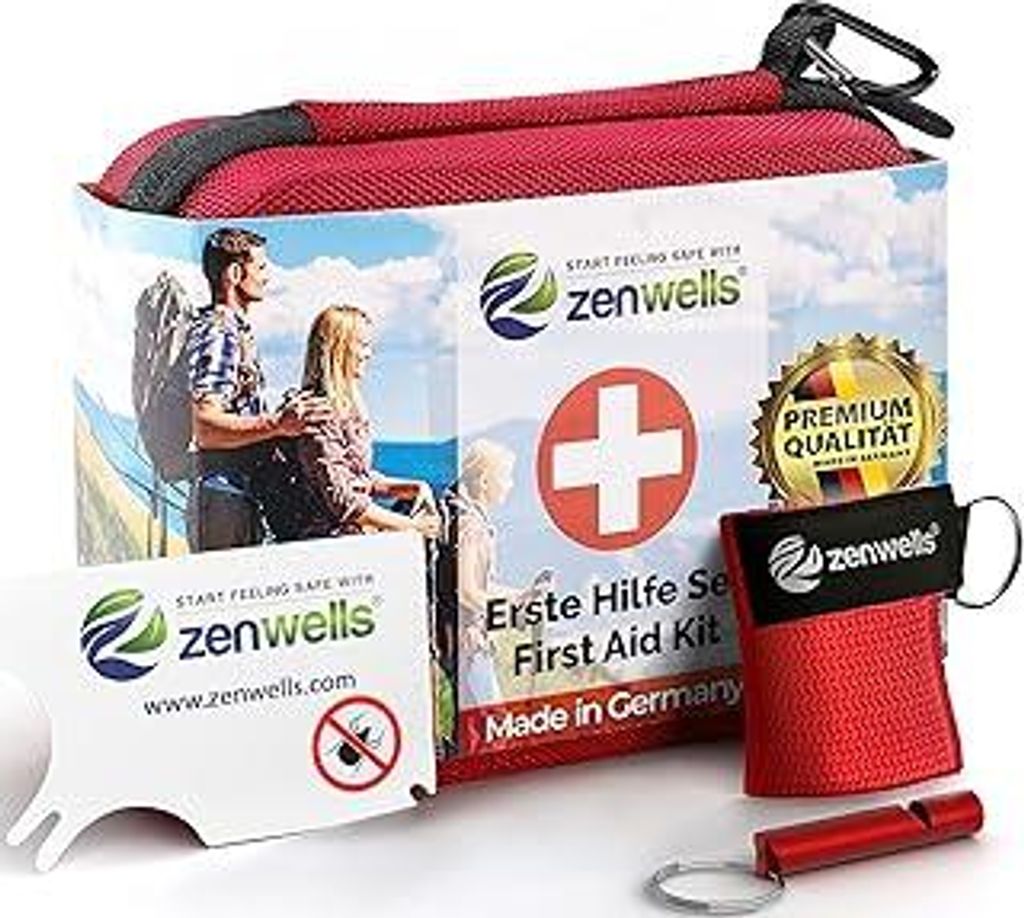 Erste-Hilfe-Set/First Aid Kit nach DIN 13167, wasserdicht & kompakt, ideal für Outdoor, Auto, Fahrrad & Reisen, inkl. Notfallzubehör & Hartschale...