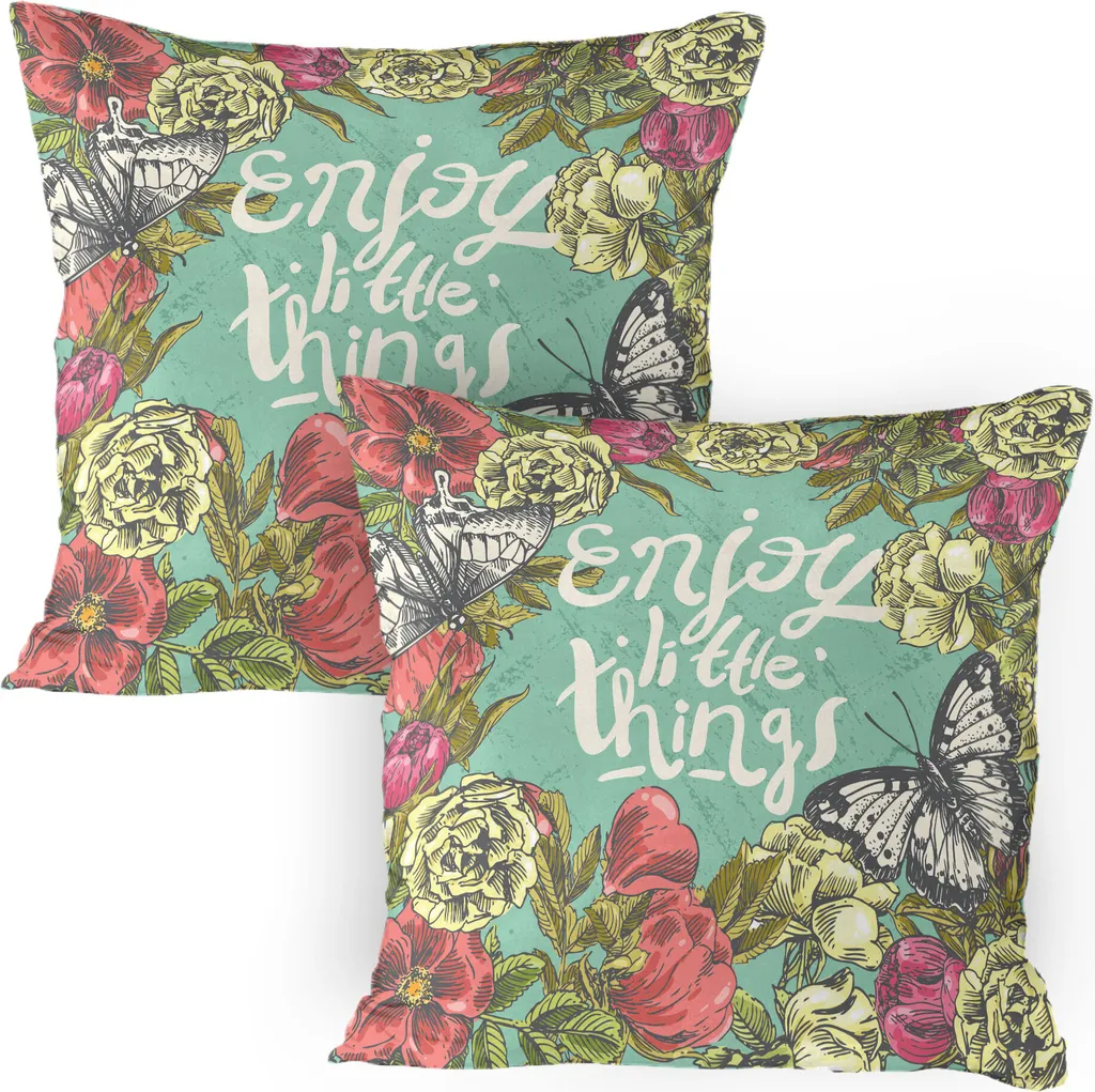 Confezione 2 Federe 80x80 ABAKUHAUS Microfibra Stampa Farfalle