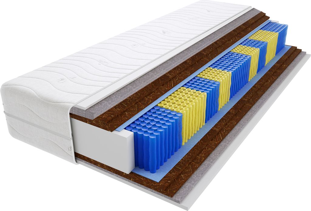 Matratze 100x190 cm Doppelmatratze, H5 Sehr hart Federkernmatratze, Taschenfederkernmatratze 19 cm Hoch Kokosfaser Rosshaar Hypoallergene, HR-Schau...