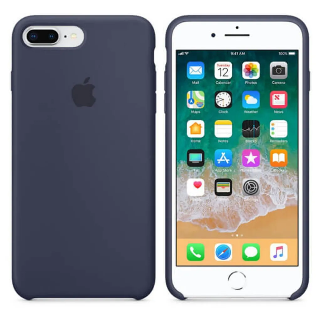 Coque iPhone 8 Plus silicone bleu nuit avec doublure en microfibre