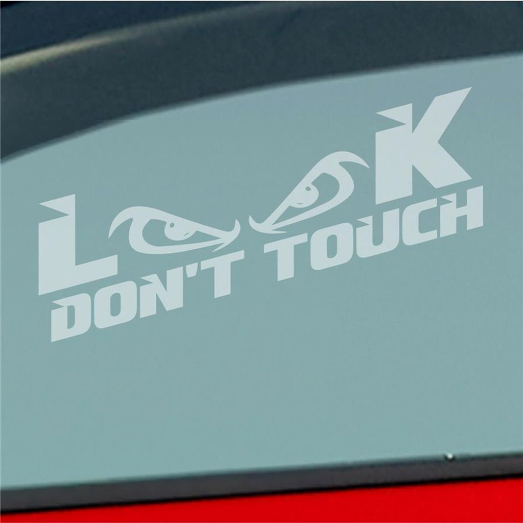 Auto Aufkleber Look Dont Touch Bad Eyes Böser Blick Monster Tuning 15x4 cm Milchglas Sticker Heckscheibenaufkleber